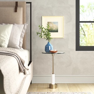 Table d'appoint ronde moderne avec plateau flottant élégant, colonne centrale fine et base surélevée lestée – Support de présentation idéal pour les bars - Product Image 2