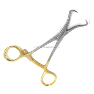 Pinzas de reducción ósea manuales premium de 5.5 pulgadas, curvadas y puntiagudas, herramienta quirúrgica ortopédica de acero inoxidable duradero OEM - Product Image 1