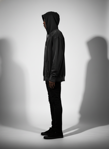 Sweat à capuche zippé personnalisé pour homme, en coton molletonné épais, effet vieilli, délavé à l'acide, style streetwear vintage, faible MOQ, OEM - Product Image 3