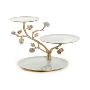 Support à gâteaux en aluminium à 2 niveaux au design antique pour servir des desserts au chocolat, des gâteaux, des fruits, des collations, décorer les tables de fête et offrir en cadeau - Product Image 1