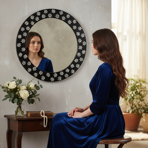 Modern 24 Inch Round Wall <b>Mirror</b> Decorative <b>Mirror</b> for Living Room Bedroom Bathroom Stylish Interior Decor with Premium Quality - Product Image 4