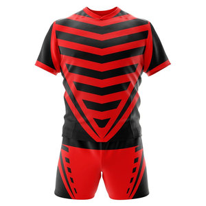 Camiseta de Fútbol a Rayas Rojas y Negras para Hombre, Cuello Redondo, Manga Corta, Absorbe la Humedad, 100% Poliéster, para Todas las Temporadas - Product Image 6