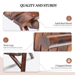 Adirondack Wood Bench with Built-in <b>Table</b> for Outdoor Use for Gardens Porches Outdoors Patios - Product Image 3