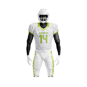 Maillot de football américain personnalisé pour homme, blanc, bleu, vert dégradé, 23, sublimé, anti-transpiration, manches courtes, col rond, coupe classique - Product Image 4