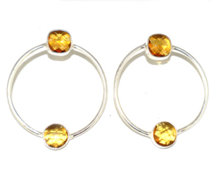 ต่างหูห่วงทรงกลมประดับพลอยซิทรินไฮโดรควอตซ์ ดีไซน์แฟชั่นไม่ซ้ำใคร ชุบเงินแท้ 925 สำหรับผู้หญิงและเด็กผู้หญิง ขายส่งจำนวนมาก - Product Image 1