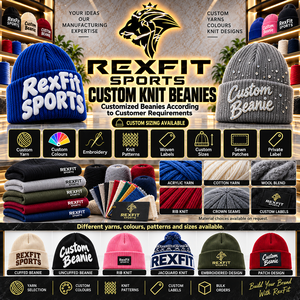 Bonnet en tricot surdimensionné Rexfit Sports avec lettres personnalisées en relief, 100 % acrylique, respirant, imperméable, unisexe, streetwear - Product Image 5