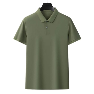 Men Solid Knitted Eco-Friendly Polyester/Cotton for <b>Shirt</b> Short Sleeve Breathable Casual Wear <b>Navy</b> <b>Blue</b> - Product Image 4