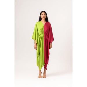 Vestido Kaftán Maxi Verde-Vino Amorzinho para Mujer con Mangas 3/4, Kaftán ODM Ecológico Lavable, Vestido Kaftán 100% Algodón - Product Image 2