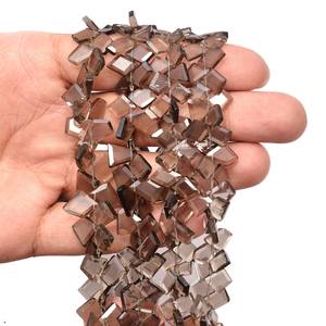 Perles de quartz fumé AAA+ 6x8mm-7x10mm, facettées, en forme de pépites, pierres semi-précieuses brunes naturelles, coupées en escalon, pour la création de bijoux - Product Image 3