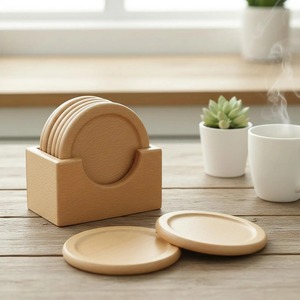 Juego de posavasos redondos de madera modernos, resistentes al calor, protectores de mesa para decoración del hogar al mejor precio - Product Image 2