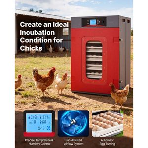 Incubatrice per Pollame Automatica con Controllo Temperatura e Umidità, Riscaldamento/Raffreddamento, Materiale PC, Capacità Elevata 400 Uova - Product Image 2