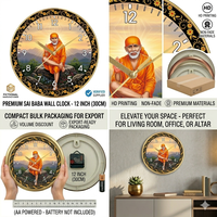 Horloge murale silencieuse à quartz Liviya Shirdi Sai Baba - Décoration spirituelle personnalisée pour la maison, cadeau avec impression numérique, logo personnalisé