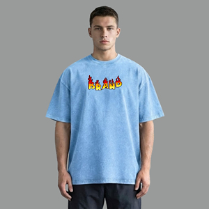 เสื้อเชิ้ตผ้าฝ้ายทรงหลวมทันสมัย เนื้อผ้านุ่มระบายอากาศได้ดี ทรงโอเวอร์ไซส์ สไตล์ลำลอง เสื้อยืดโอเวอร์ไซส์ผู้ชาย เสื้อยืดโอเวอร์ไซส์ผู้ชาย - Product Image 1