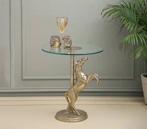 Table d'appoint tendance en aluminium style Art Déco, finition antique artistique, couleur et taille personnalisables, décoration de salon, table d'appoint pour la maison - Product Image 6