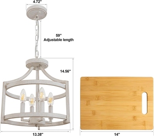 Wholesale Distressed White Chandelier Bulk Shabby Chic Pendant Light Factory Price <b>Retro</b> Candle Hanging Lamp - Product Image 2