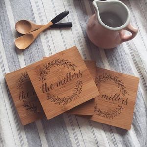 Wholesale Round Wooden Coasters <b>Set</b> with Holder Acacia Wood Drink Coaster Mat Heat Resistant Tableware for Home Hotel Cafe Decor - Product Image 5