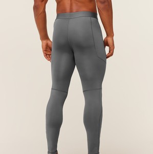 <b>Men's</b> Gray <b>Compression</b> Leggings Full Length Elastic Waist Solid Color Athletic <b>Tights</b> Spandex Nylon Material - Product Image 3