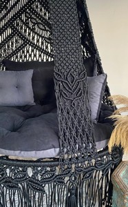 Black Macrame Hanging <b>Swing</b> Chair: Indoor Outdoor Decor - Product Image 4