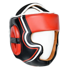 <b>Boxing</b> Head Guard PU Leather Black Red Protective Gear Double Visor Adults Unisex Buckle Closure Universal Use - Product Image 2