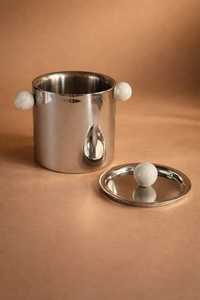 Wall Insulated Cocktail Bar Ice <b>Bucket</b> 3 Liter Double Aluminium Ice <b>Bucket</b> With <b>Lid</b>, Strainer & Tongs By Wonder Overseas - Product Image 3