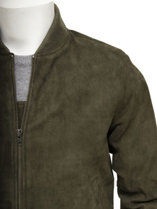 <b>Men's</b> <b>Suede</b> Bomber <b>Jacket</b> Casual Slim Fit Soft Lightweight Faux <b>Suede</b> Leather Varsity <b>Jackets</b> Coat with Pockets - Product Image 3
