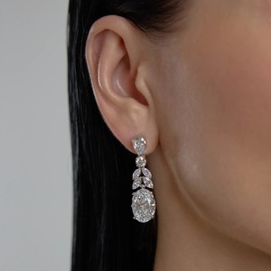 Shreeji Jewels Indian Gujarati Export Style Moissanite Drop <b>Earrings</b> 925 Sterling <b>Silver</b> Trendy Design for Women-for <b>Weddings</b> - Product Image 3