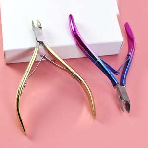Stainless Steel Professional Cuticle Nippers with Wide Jaw Opening for Finger Nail Care Rainbow Design ANAAIF - Product Image 1