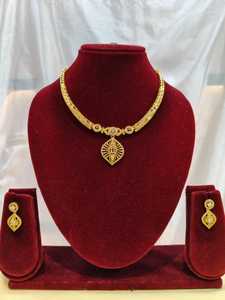 Indian 18K <b>Gold</b> Plated Brass Women's Trendy Lock Design Micro Insert Necklace <b>Set</b> Engagement Wedding Party Anniversary Jewelry - Product Image 3