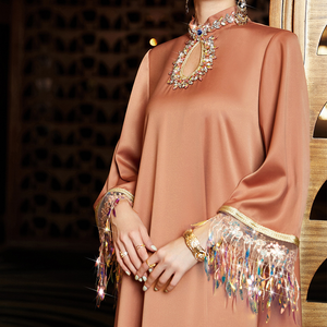 AN10850 Luxury Dubai Abaya Women Muslim Dress Embroidered Beaded <b>Kaftan</b> Long Sleeve Wedding Fashion Wholesale - Product Image 3