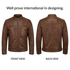 mens custom dark <b>brown</b> genuine <b>leather</b> <b>jacket</b> 800 gsm full grain paneled biker coat custom embossed logo printing - Product Image 1