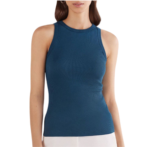 Regular Women's Solid Sporty O-Neck Tank <b>Top</b> Breathable Quick Dry Stretch Rib Knit Sleeveless Polyester Custom Colors Custom - Product Image 2