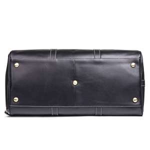 <b>Leather</b> Duffel <b>Bag</b> for <b>Men</b> <b>Weekender</b> Travel <b>Bag</b> with Zipper Closure and Adjustable Strap Black - Product Image 6