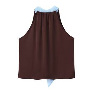 Débardeurs courts vintage sans manches pour femmes, nouvelle collection automne 2025, respirants, écologiques, avec détails en dentelle et col en V, style décontracté - Product Image 5