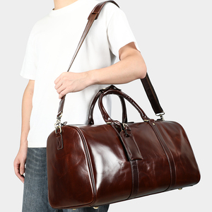 Sac de voyage pour homme en cuir véritable Crazy Horse avec compartiment à chaussures, sac de week-end, sac de voyage pour une nuit, sac de sport en cuir pour homme - Product Image 1
