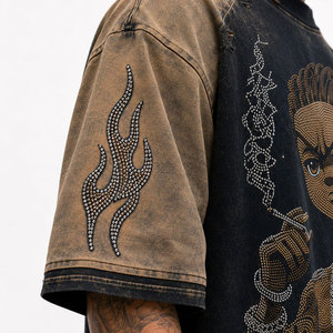 Camiseta de Manga Raglán Extra Grande para Hombre con Estampado de Personajes, Cuello Redondo, Estilo Urbano, Algodón, Largo Regular, Ribete en Contraste - Product Image 6