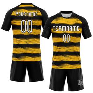 Conjunto de Uniforme de Voleibol Personalizado con Rayas Amarillas y Negras, Jersey Sublimado de Secado Rápido, Pantalones Cortos, Unisex, Adulto, Todas las Temporadas - Product Image 1