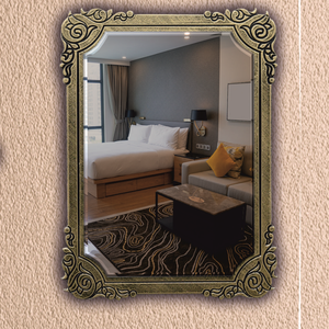 Miroir mural élégant finition or, style antique vintage, parfait pour l'entrée ou le couloir - Product Image 1