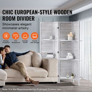 4-Panel 66.9-Inch Tall Portable Wood Room Divider Indoor Louvered Partition Art Folding Privacy <b>Screen</b> for Decorative Privacy - Product Image 2