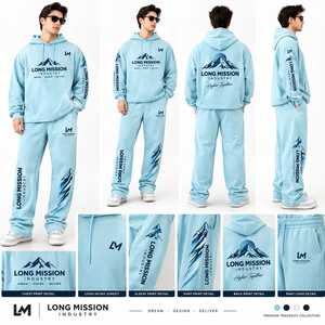 Survêtement pour homme LONG MISSION INDUSTRY, entièrement en coton, respirant, léger, avec fermeture à cordon, coupe régulière - Product Image 1