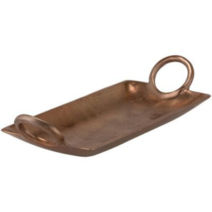 Vintage Antique Copper Serving Tray With Large <b>Loop</b> Handles Rectangular Luxury Metal Food Platter For Hotel Restaurant Tableware - Product Image 1