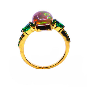 Wedding Wear 925 Sterling Silver <b>Gold</b> Plated Jewelry <b>Opal</b> Gemstone Women Wear Classic <b>Ring</b> - Product Image 2