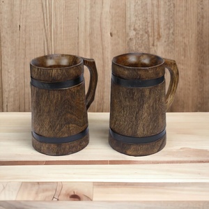 Jarra de cerveza hecha a mano de alta y clásica calidad, jarra de cerveza hecha a mano de madera con mango de madera, jarra de cerveza de madera - Product Image 3