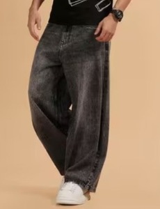 Jeans Casuales de Mezclilla para Hombre, Corte Ancho, Ecológicos, Desgastados, Azules y Negros, Versátiles, Multiusos, Básicos para un Armario Completo - Product Image 3