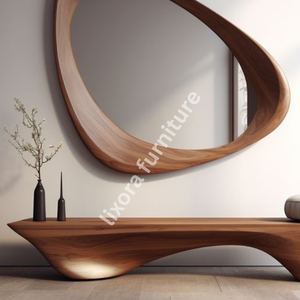 <b>Irregular</b> Wooden Wall <b>Mirror</b> Minimalist Design Decorative Framed <b>Mirror</b> for Home Interior - Product Image 4