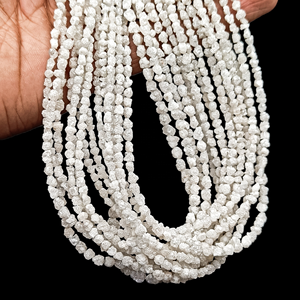 Natural White Diamond Straight Drill <b>Beads</b> Uncut Rough Diamond <b>Bead</b> Strands For Jewelry <b>Making</b> Wholesale By Indian Manufacturer - Product Image 5