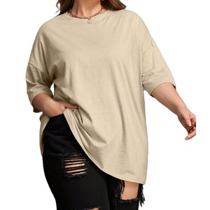 Camiseta de Lujo para Mujer, Tallas Grandes, de Proveedores de Bangladés, Producción al por Mayor, Transpirable, con Decoración de Patrones - Product Image 1