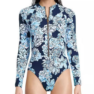 เสื้อแรชการ์ดแขนยาวคุณภาพสูง ซิปดีไซน์ทันสมัย สำหรับผู้หญิง ป้องกันแสงแดด UPF50 เหมาะสำหรับว่ายน้ำและเล่นเซิร์ฟ - Product Image 1