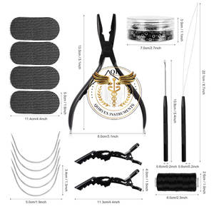 Kit Profesional de Herramientas para Extensiones de Cabello, Juego de Agujas de Bucle, Alicates para Micro Anillos, Herramienta de Enhebrado para Fabricación de Pelucas y Extensiones de Cabello - Product Image 3