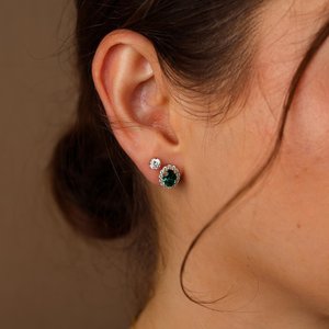 Moissanite 2CT Green <b>Emerald</b> Oval Cut <b>Stud</b> Classic Earrings Gold Plated Rhodium with 925 Silver for Women's Charm Gift For Party - Product Image 3