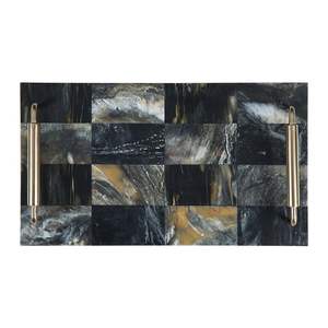 Plateau de service rectangulaire fait à la main de haute qualité sur mesure artisanat naturel incrustation de corne Top vente coquillage de style animal - Product Image 2